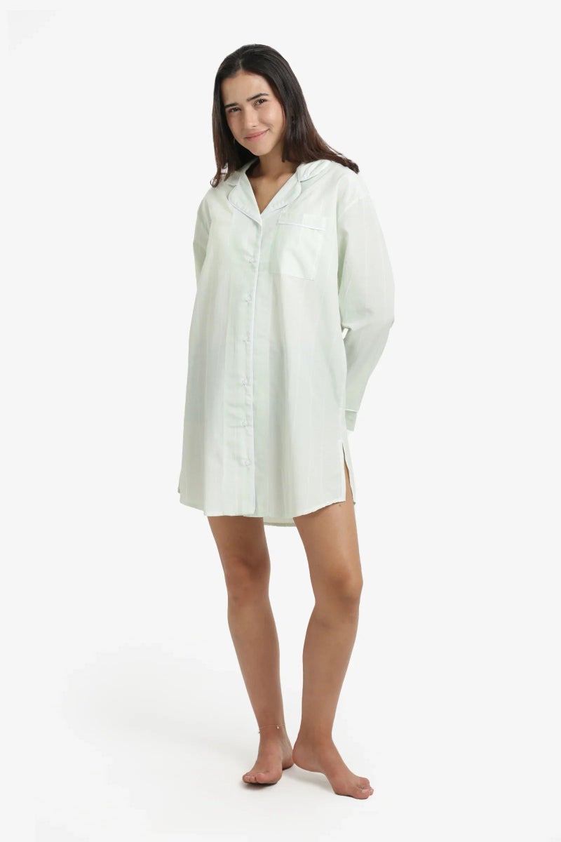 Carina Cozy Cotton Striped Nightgown - Image 2